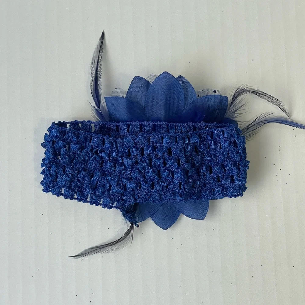 Set of 3 Stretchy Toddler Kids Headbands Floral Glitter Feather